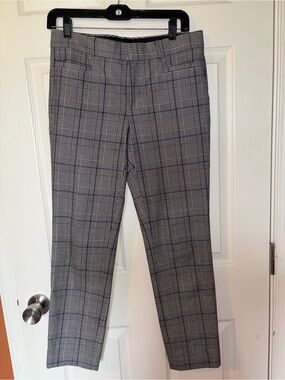 Banana Republic Sloan Pant, Black, Gray & Blue Plaid, Size 4